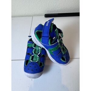 Geox Sandals Kids Size 8 Blue Green Closed Toe Breathable Sporty Gorpcore